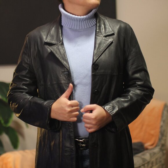 Leather Coat Women's Black - Picture 16 of 16